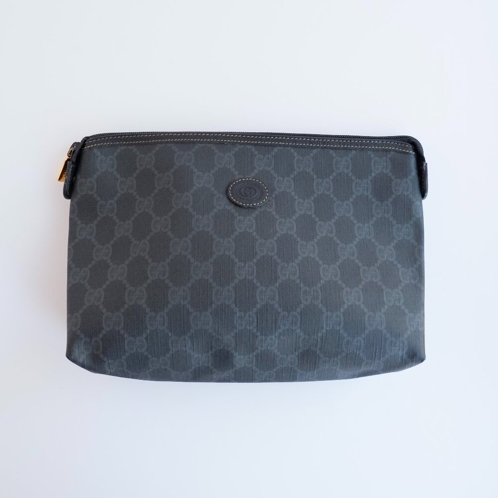 Authentic Preowned Vintage Gucci Black GG Coated Canvas Pouch